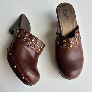 Candie's Chunky Sandals Brown Studded Women's Mules 8M 90s Y2K
